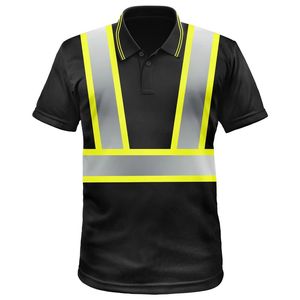 T-shirt de sécurité en polyester fluorescent personnalisable de classe 1 ANSI avec filet réfléchissant et logo personnalisé pour la sécurité routière - Product Image 3
