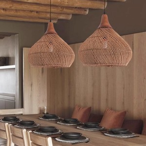 Rattan Pendant <b>Light</b> Round E27 Led Single Head For Living Room Bedroom <b>Dining</b> Room Hotel Guesthouse Tea Room Bar Corridor - Product Image 4