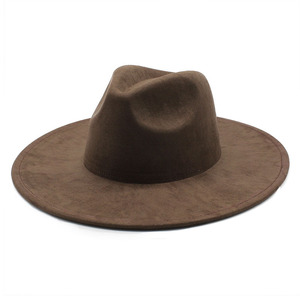 Nouveau <span class=keywords><strong>chapeau</strong></span> Fedora personnalisé à la mode pour hommes et femmes 6 couleurs daim large bord <span class=keywords><strong>Borsalino</strong></span> Trilby Jazz <span class=keywords><strong>chapeau</strong></span> pour une utilisation décontractée en plein air - Product Image 2