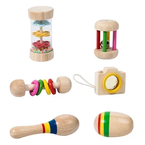 Vente directe d'usine bébé Instruments de musique jouets hochets en bois jouet apprentissage précoce cloche à main jouets d'enseignement musical