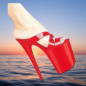 <span class=keywords><strong>Sandali</strong></span> con plateau con tacco alto da 8 pollici-20cm per <span class=keywords><strong>donna</strong></span> scarpe da sposa rosse in acciaio con tubo estivo autunno Night Club danza essenziali - Product Image 3