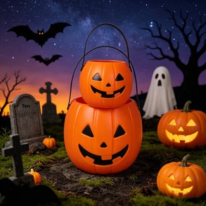 De Long Z357 Nuovo Secchio a Forma di Zucca Portatile, Accessorio per Cosplay, Decorazione e Regalo di <span class=keywords><strong>Halloween</strong></span> per Bambini, per Interni e Vetrine di Centri Commerciali - Product Image 5