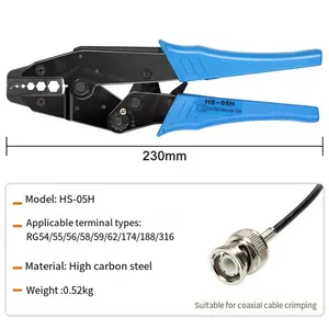 Coaxial Cable Crimping Pliers Set HS-05H Crimping Pliers With 4 Jaws Are Suitable For RG55 RG58 RG59 Parts 62 Ratchet Tools