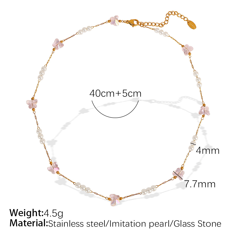 Collier en or avec pierre rose XL246