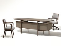 Bureau de luxe en cuir microfibre de style italien japonais haut de gamme Bureau à domicile Bureau de direction Bureau en noyer