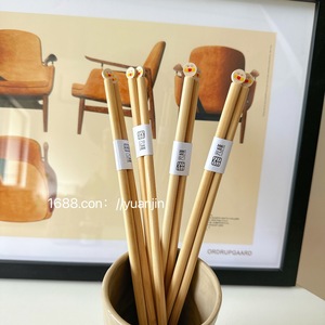 Palillos de Bambú Yuanjin con Diseño de Animales de Dibujos Animados, Forma Redonda, para Niños, Uso Doméstico - Product Image 1