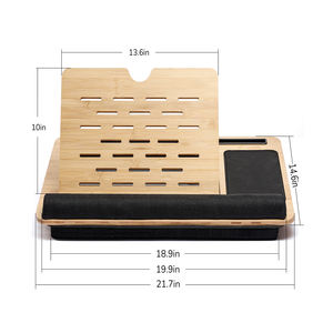 Suporte portátil para laptop, cinta de bambu ajustável com ângulo de almofada de madeira com monitor de elevação - Product Image 4