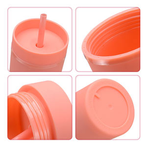 Bán buôn số lượng lớn cốc nhựa Matte pestel Nhiều màu Skinny Tumblers tái sử dụng ly 16 <span class=keywords><strong>oz</strong></span> Acrylic Tumbler cup với rơm và nắp - Product Image 4