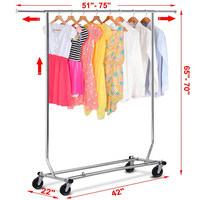 Porte-vêtements commercial à roulettes, portant simple, avec roulettes pour magasin de vêtements, buanderie, vente en gros, personnalisable