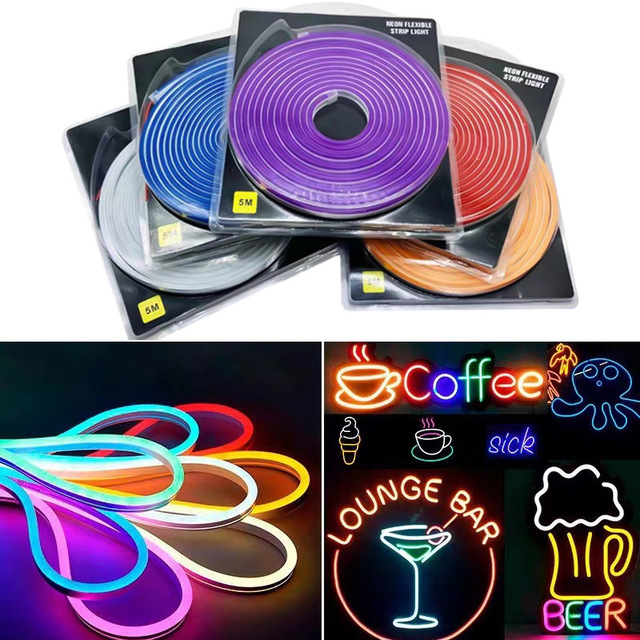 5 Meters 12V Car Atmosphere LED Silicone Flexible Neon Light Strip Letter Shaping Outdoor Advertising Ambient Decorative Light