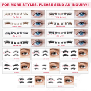 3-10 Day Long Lasting Pre-glued Half Lashes 100% Handmade Wispy Manga Press on Lash Custom Size Curl <strong>Magnetic</strong> Box <strong>UK</strong> Europe OEM - Product Image 4