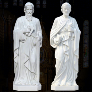 Sculpture en marbre de la Cathédrale des Douze Apôtres, sculpture masculine en marbre blanc de Saint-Paul et de Saint-Pierre - Product Image 1