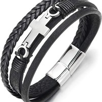 Nouveaux bracelets rétro transfrontaliers en PU tissés à la main avec des accessoires en alliage de gecko, boucle magnétique personnalisée, style européen et américain