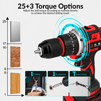 Taladro de Impacto Inalámbrico Guangchen 21V sin Escobillas, 2 Velocidades, Alto Torque, Kit de Taladro Percutor para Mampostería y Madera