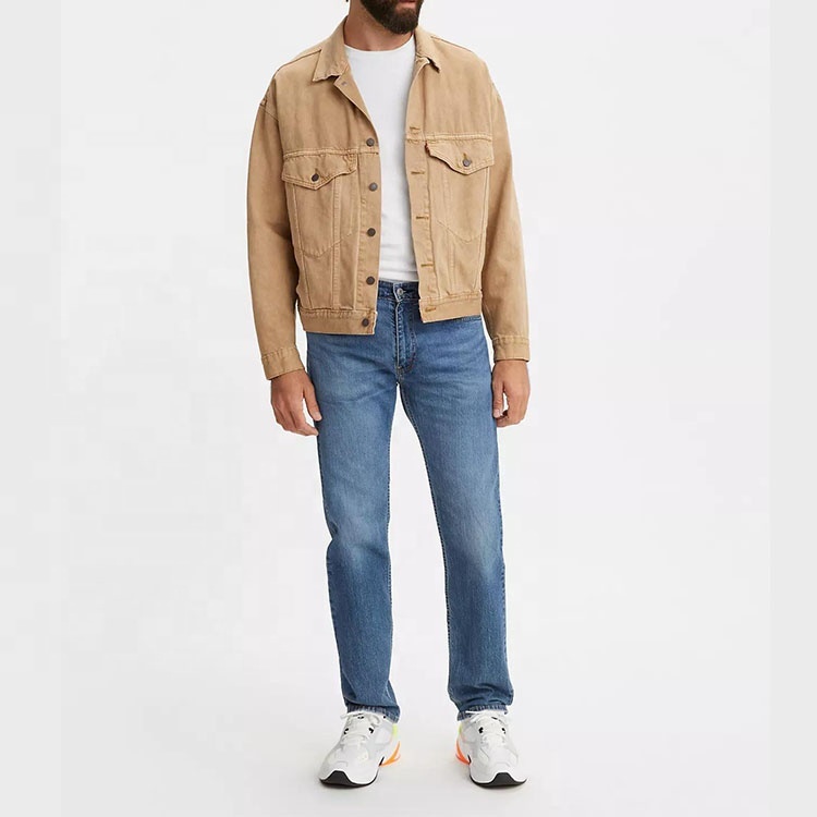 Hot Selling Men Denim Fabric Pants Retro Fashion Washed High Waist Straight Men's Jeans