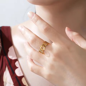 10mm Wide Hexagram <b>Adjustable</b> <b>Ring</b>, Unisex Gold Plated Stainless Steel Classic Pinky <b>Ring</b>, Jewelry Gift - Product Image 1