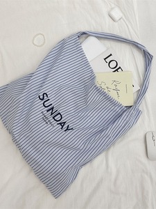 Custom Logo Fashion Cotton Striped Tote <b>Bag</b> Reusable Canvas Shopping <b>Bag</b> Lightweight Washable Large Capacity Shoulder <b>Bag</b> - Product Image 3