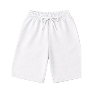 Short de détente en tissu éponge pour garçon avec taille élastique et cordon de serrage – Blanc arctique - Product Image 5