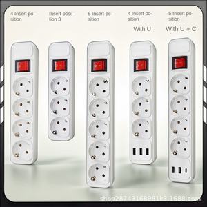 บอร์ดปลั๊กอินรัสเซียช่องเสียบมัลติฟังก์ชั่นมาตรฐานยุโรปพร้อมสวิตช์แผงปลั๊กแถบซ็อกเก็ตและสายไฟ - Product Image 3