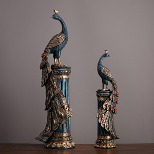 Figurine de paon faite à la main, sculpture animale pour la décoration intérieure, origine Guangdong BYX8228 - Product Image 1