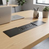 Prise de courant de bureau encastrée en aluminium à double couvercle coulissant, avec ports USB, prise universelle EU/UK/US, personnalisable, vente directe usine ZP