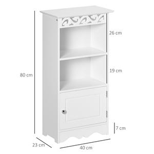 HOMCOM Gabinete de pie y gabinete de 2 niveles Puerta MDF Baño blanco MDF 40W x 23D x 80H cm Blanco - Product Image 3