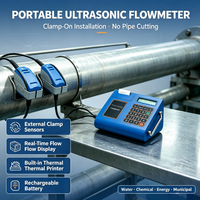 Débitmètre ultrasonique portable DN15~DN6000, débitmètre ultrasonique à pince pour la mesure du débit de liquide