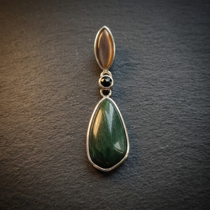 Pendentif en argent 925 avec jade africain et nacre noire - Product Image 3