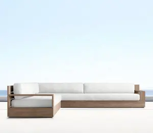 Bộ Sofa Sân Vườn Ngoài Trời Bằng Gỗ Tếch Cổ Điển Cánh Tay Trái L-cắt