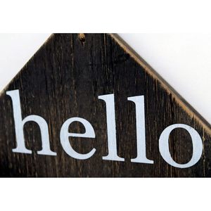 PARISLOFT Hello Wall Pocket Galvanized Metal and <b>Wood</b> Envelope <b>Letter</b> Organizer Decor - Product Image 2