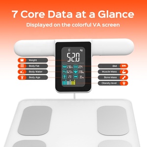 Balance connectée intelligente en verre trempé pour la composition corporelle, haute précision, 8 électrodes, capacité 180 kg, compatible iOS/Android - Product Image 3