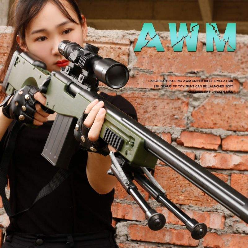 2023 새로운 awm 완전 자동 소프트 총알 공기총 아이 장난감 망원경 총 장난감과 슈팅 게임