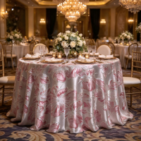 Nappe de table en jacquard métallique à grandes fleurs de qualité supérieure, nappe brillante pour mariage, banquet, fête, événement, vente en gros