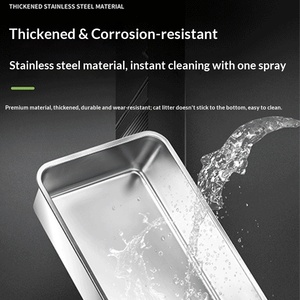 Paslanmaz Çelik Kedi Tuvaleti Ekstra Büyük Tamamen Kapalı Yükseltilmiş Sıçrama Önleyici Ayrılabilir Kolay Temizlenen Kedi Tuvaleti - Product Image 5