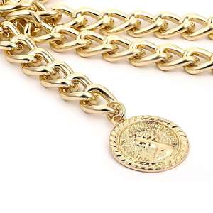 INS moda Venta caliente <span class=keywords><strong>mujer</strong></span> cinturón cintura oro Metal plano cubano cadena reina Isabel encantos cinturón cuerpo <span class=keywords><strong>disfraz</strong></span> joyería - Product Image 6
