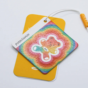 Étiquettes de vêtements en gros avec motif ours, cartes personnalisées avec logo, étiquettes suspendues double couche pour vêtements avec cordon - Product Image 2