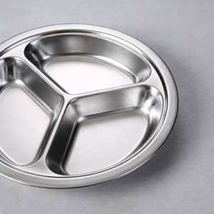 <span class=keywords><strong>Plateau</strong></span> de nourriture en acier inoxydable 304 métal pour l'école Walmart vente en gros, boîte marron moderne chaude assiette ronde plat assiette à dîner - Product Image 2