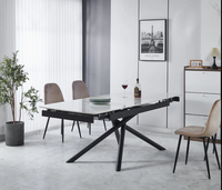 Mesa de Comedor Extensible Gris Moderna con Diseño Elegante y Patas Estables para Uso en el Hogar, Hotel y Oficina