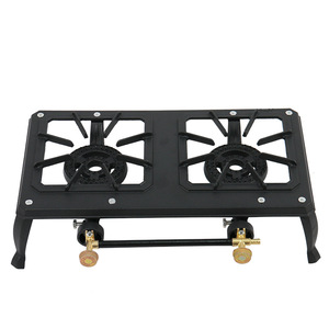 Réchaud à gaz portable Hongkun à double brûleur avec grille en fonte pour camping en extérieur - Product Image 5