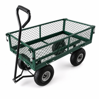 Chariot de jardin en acier 500 kg, chariot utilitaire 100x80x60 cm avec côtés grillagés pour pelouse et ferme