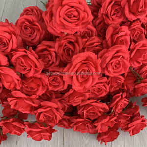 B-313 Fiore in Tessuto per Decorazioni Matrimoniali e Domestiche, Stile Orientale, Rosa Grande in Seta Rossa Artificiale - Product Image 6