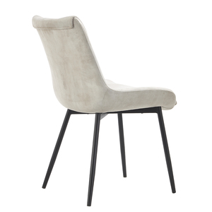 <span class=keywords><strong>Chaise</strong></span> de salle à manger en flanelle <span class=keywords><strong>beige</strong></span> clair avec dossier rembourré et pieds en métal <span class=keywords><strong>noir</strong></span> pour cuisine, restaurant, bureau - Product Image 4