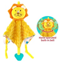 Samtoy Peluche Apaisante pour Nouveau-né, Doudou Animal en Peluche, Couverture Douce, Serviette Réconfortante pour Bébé Lion de Dessin Animé, pour 1 à 24 Mois