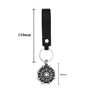 Porte-clés Disque Runic Nordique Viking en Alliage d'Étain avec Mousqueton et Pendentif en Cuir Double Style Thème Cadeau Unisexe - Product Image 4