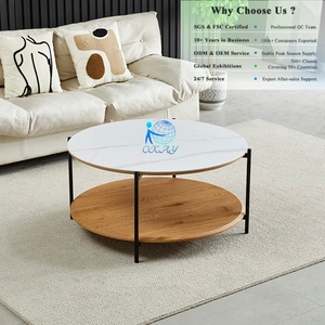 Table basse moderne de salon haut de gamme à deux niveaux, design minimaliste, plateau en céramique, idéale pour la maison - Meilleure vente - Product Image 1