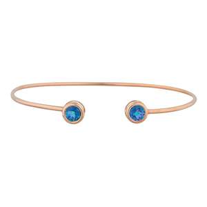 14Kt Gold Blue Mystic Topaz Round Bezel Setting Luxury Women's <b>Bangle</b> <b>Bracelet</b> - Product Image 6