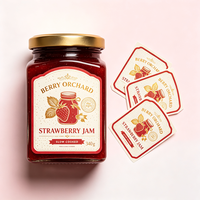 Étiquettes autocollantes pour emballages alimentaires en rouleau, solution d'étiquetage TEDDY FSC, bouteille de confiture de cerises