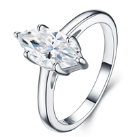 Bague en Moissanite en Argent Sterling 925, Coupe Marquise, Six Griffes, Solitaire, pour Femme, Cadeau de Mariage