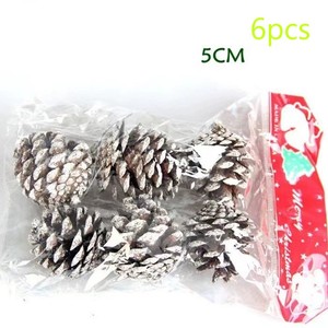 โคนสนธรรมชาติสำหรับตกแต่งคริสต์มาส ขนาด 5 ซม. ขอบสีขาว เหมาะสำหรับตกแต่งต้นคริสต์มาสและพวงหรีด - Product Image 4