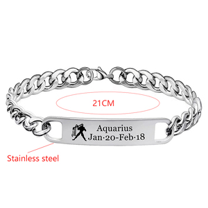 Pulsera <span class=keywords><strong>de</strong></span> Barra Grabable Personalizada <span class=keywords><strong>de</strong></span> Moda, Chapada en Oro <span class=keywords><strong>de</strong></span> 18K, Cadena <span class=keywords><strong>de</strong></span> Eslabones <span class=keywords><strong>de</strong></span> Acero Inoxidable, Pulsera <span class=keywords><strong>de</strong></span> los 12 Signos del Zodíaco para Hombre, Regalo <span class=keywords><strong>de</strong></span> Joyería - Product Image 6
